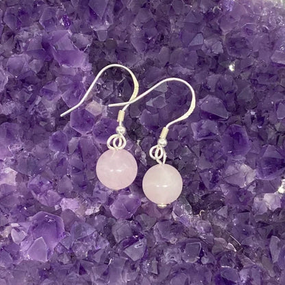 Boucles d'oreilles Argent 925 - Perles Quartz Rose
