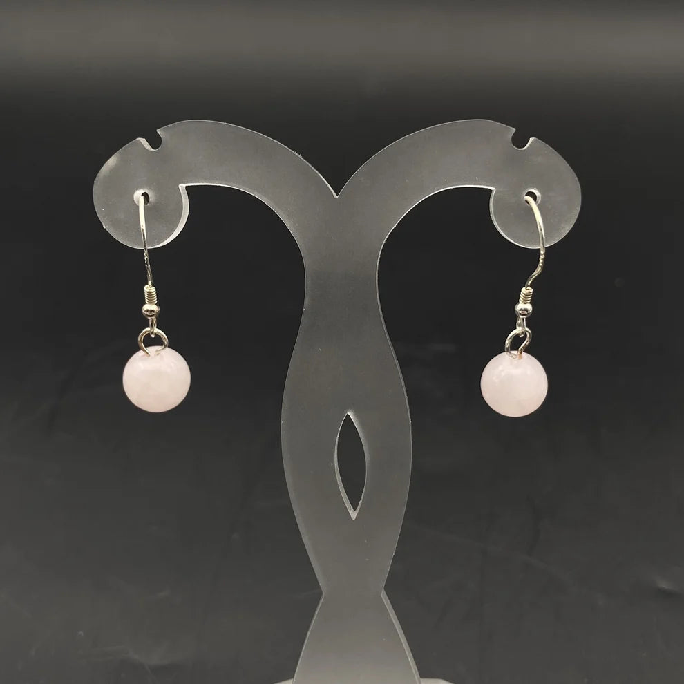 Boucles d'oreilles Argent 925 - Perles Quartz Rose
