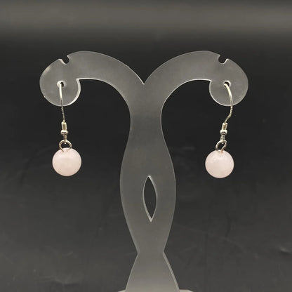 Boucles d'oreilles Argent 925 - Perles Quartz Rose