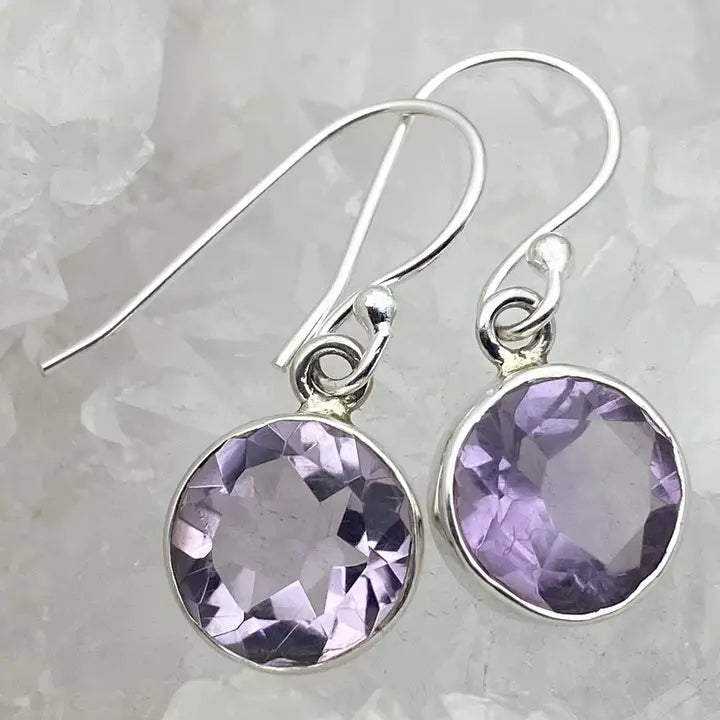 Boucles d'oreilles argent Améthyste Rondes
