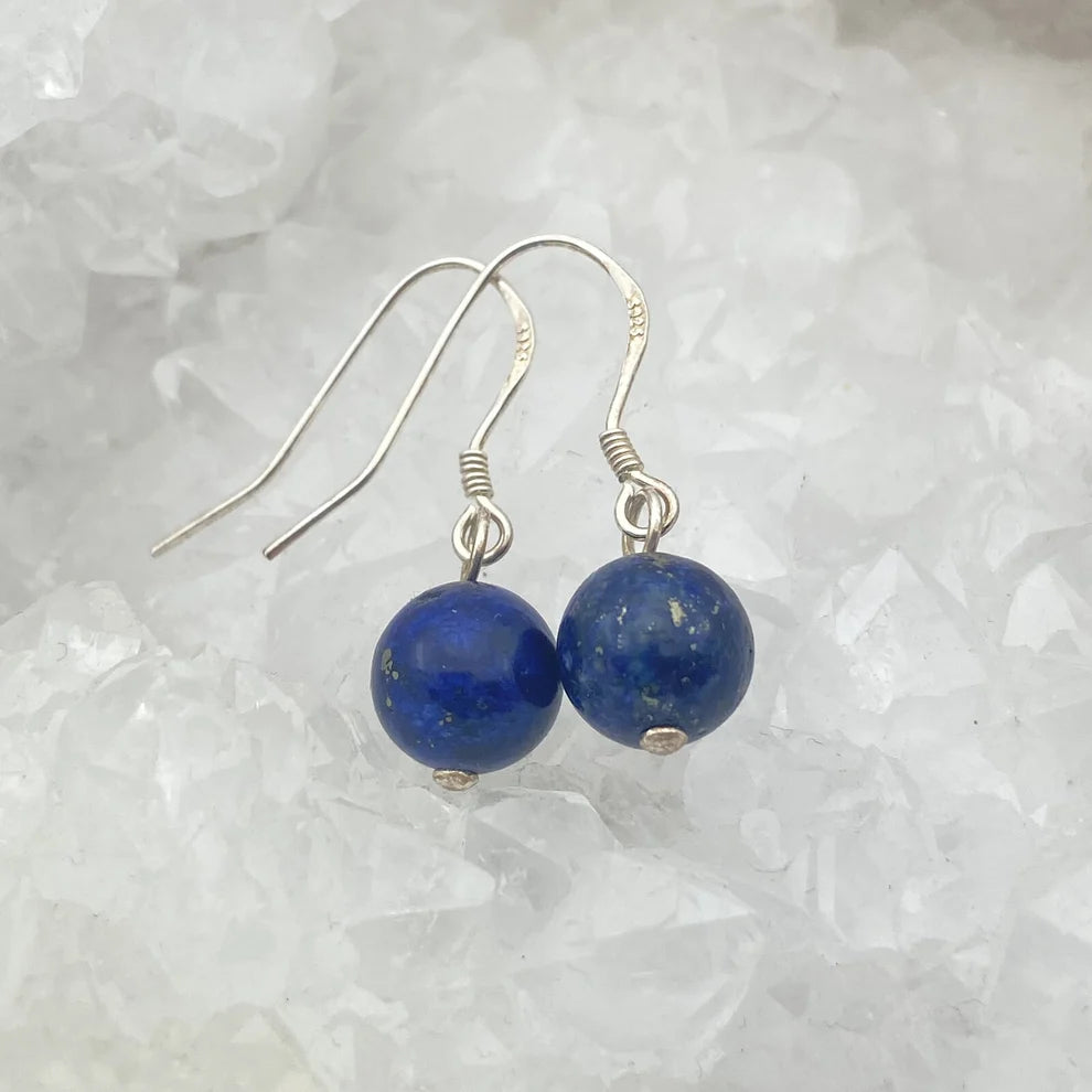 Boucles d'oreilles argent et perle lapis lazuli