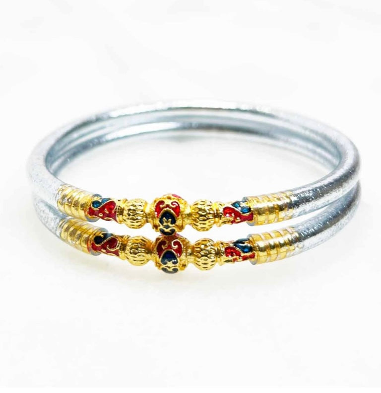 Bracelet Bouddhiste Blue SUKHOTHAI Silver 62 mm