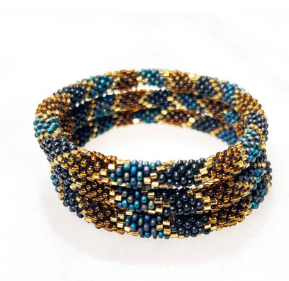 Bracelet népalais Bleu Marron Or Noir