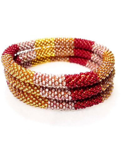 Bracelet népalais Jaune Orange Rouge Rose