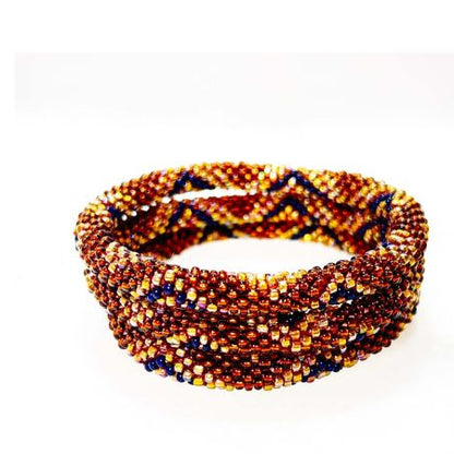 Bracelet nepalais bleu or marron jaune