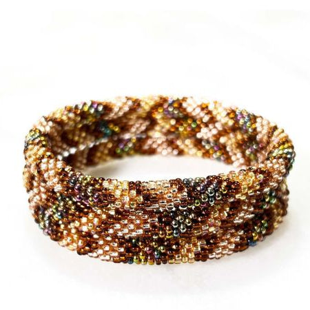 Bracelet nepalais dégradé marron et or