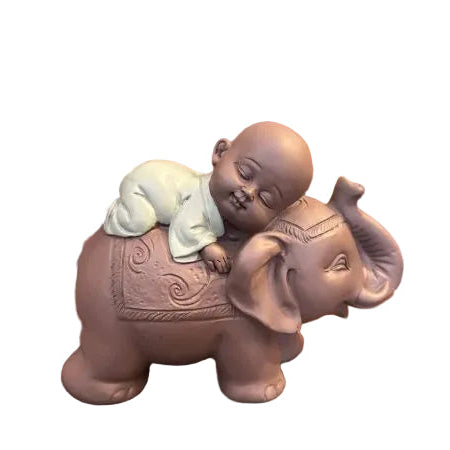Figurine Bonze endormi sur éléphant