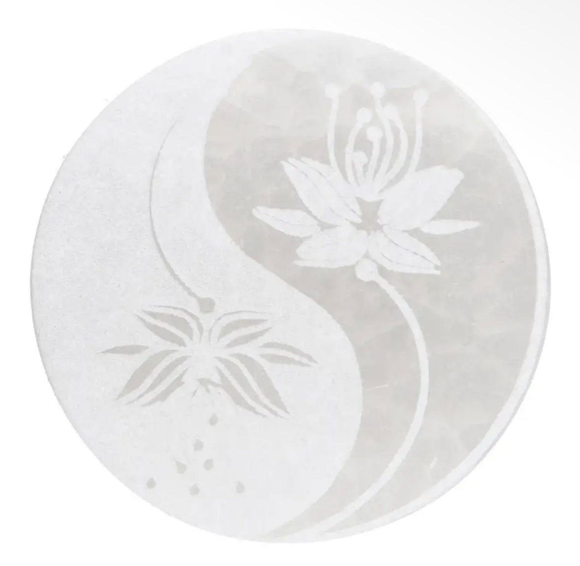 Plaque de sélénite yin et yang - 10 cm