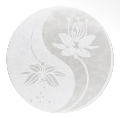 Plaque de sélénite yin et yang - 10 cm