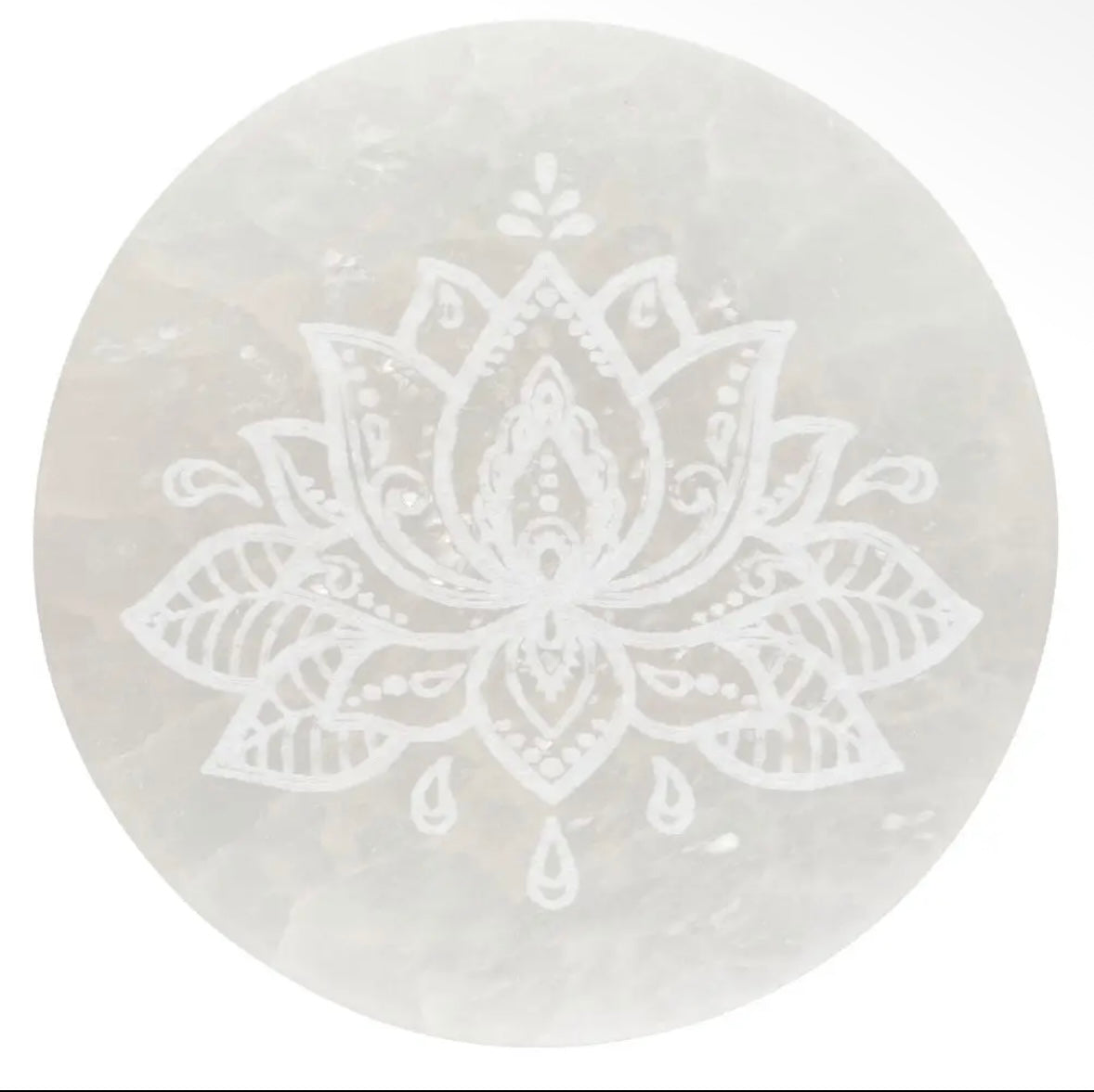 Plaque de sélénite Fleur de Lotus - 10 cm
