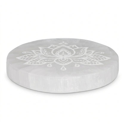 Plaque de rechargement en Selenite Fleur de Lotus 2