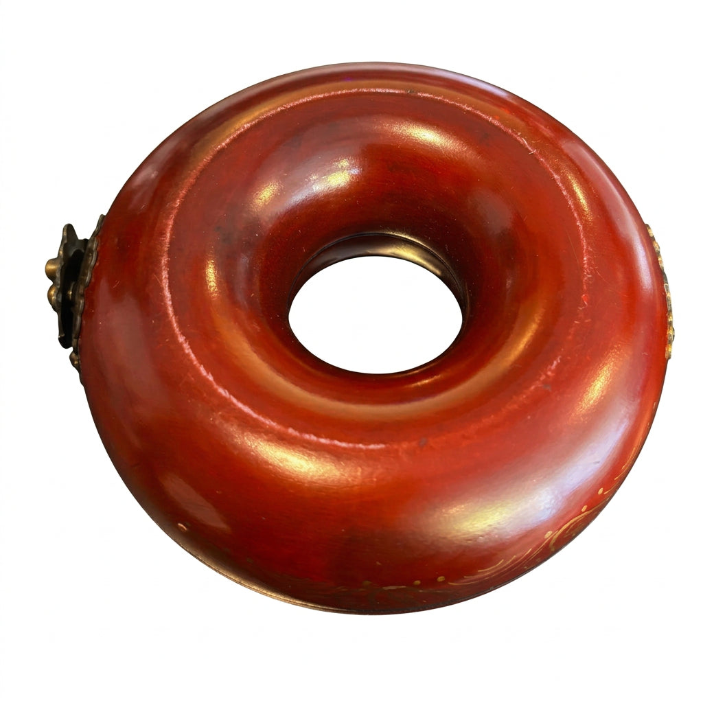 Boîte à bijoux chinoise vintage en couronne - Bois laqué, 13 cm
