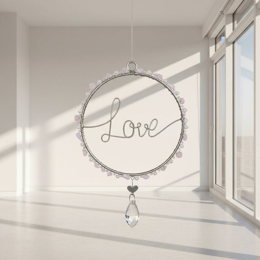 Attrape soleil Love Quartz rose coeur gauffré