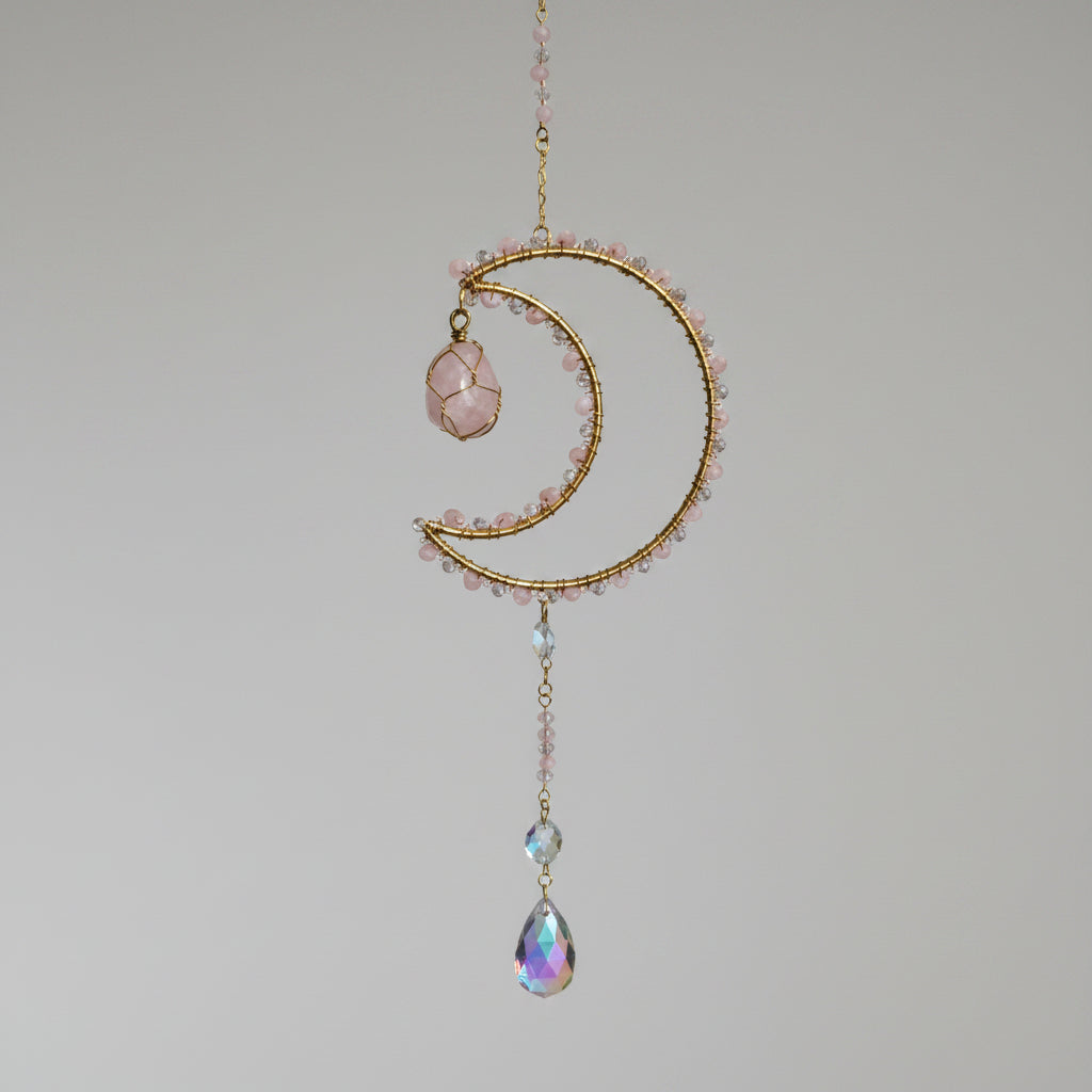 Attrape soleil Lune quartz rose