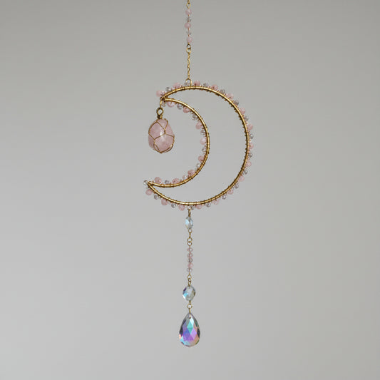 Attrape soleil Lune quartz rose