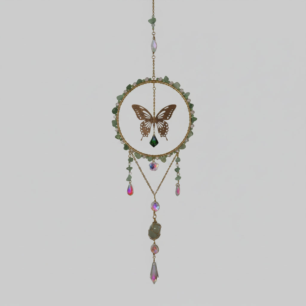 Attrape soleil papillon aventurine verte