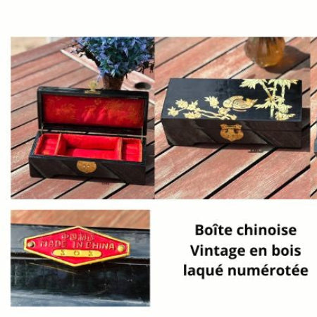 Boîte à bijoux chinoise en bois laqué numérotée