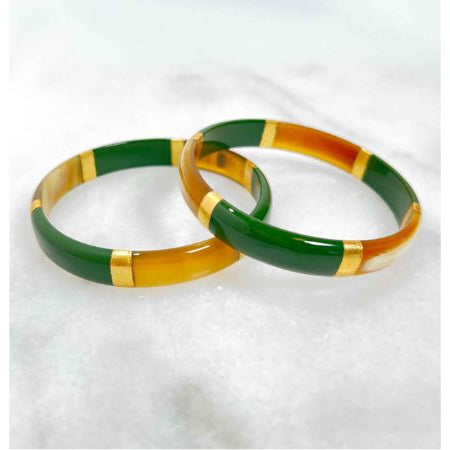 bracelet-jonc-vert-et-feuilles-dor-en-corne-veritable-12-cm
