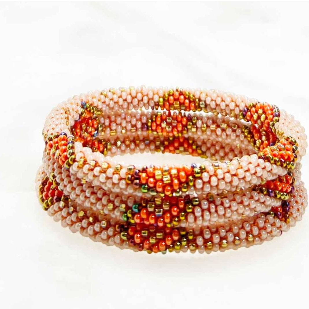 bracelet-nepalais-rose orange et or