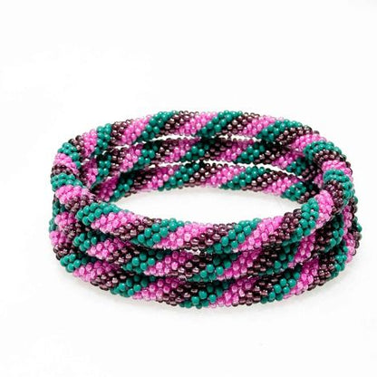 bracelet-nepalais-vert rose et violet